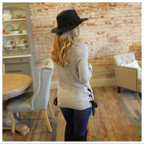 Heather Gray Side lace up hacci tunic - Picture 3 of 3